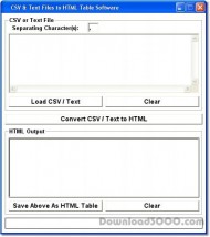 CSV & Text Files to HTML Tables Software screenshot